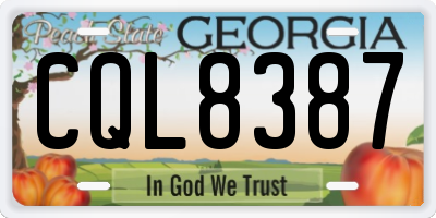 GA license plate CQL8387