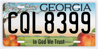 GA license plate CQL8399