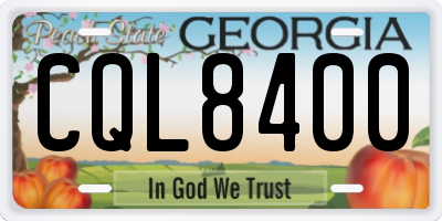 GA license plate CQL8400