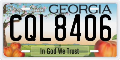 GA license plate CQL8406