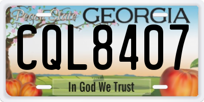 GA license plate CQL8407