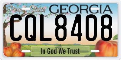 GA license plate CQL8408