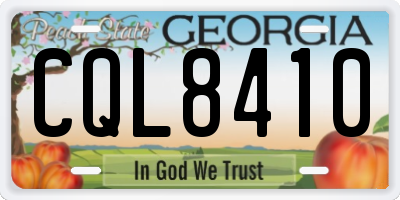 GA license plate CQL8410