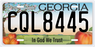 GA license plate CQL8445