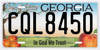 GA license plate CQL8450