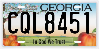 GA license plate CQL8451