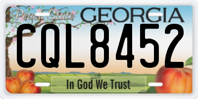 GA license plate CQL8452