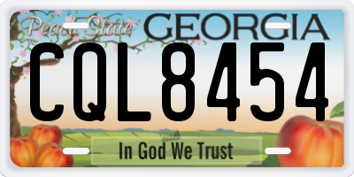 GA license plate CQL8454