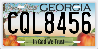 GA license plate CQL8456