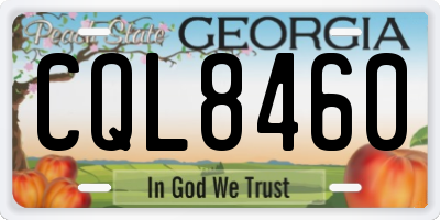 GA license plate CQL8460