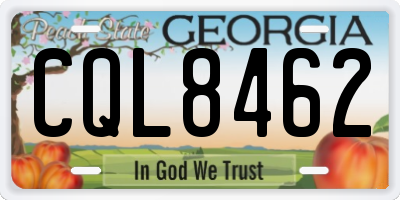 GA license plate CQL8462