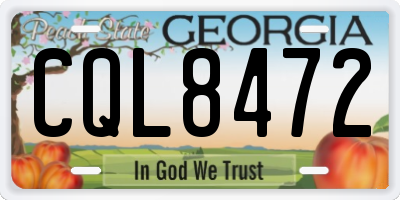 GA license plate CQL8472