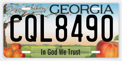 GA license plate CQL8490