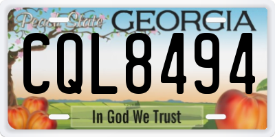 GA license plate CQL8494