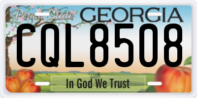 GA license plate CQL8508