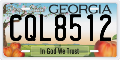 GA license plate CQL8512
