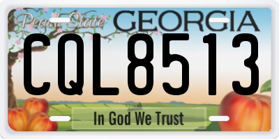 GA license plate CQL8513
