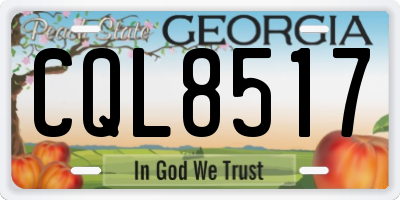 GA license plate CQL8517