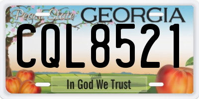 GA license plate CQL8521
