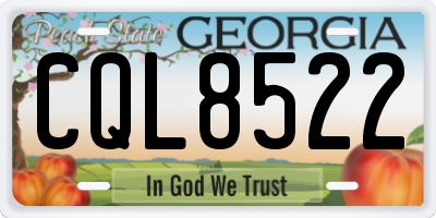 GA license plate CQL8522