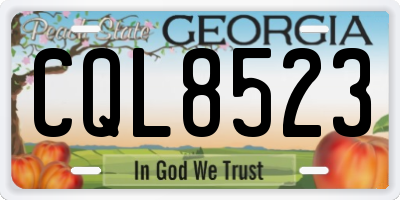 GA license plate CQL8523