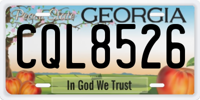 GA license plate CQL8526