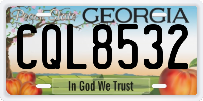 GA license plate CQL8532