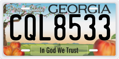 GA license plate CQL8533