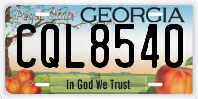 GA license plate CQL8540