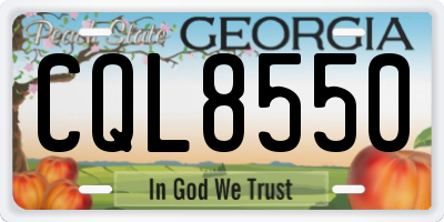 GA license plate CQL8550