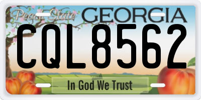 GA license plate CQL8562