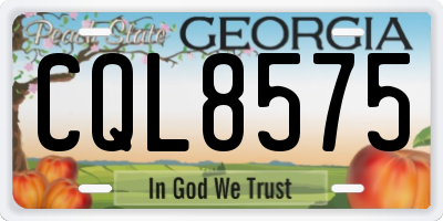 GA license plate CQL8575