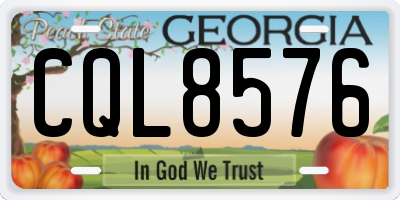 GA license plate CQL8576