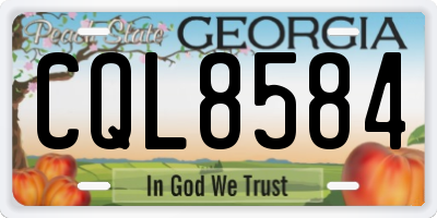 GA license plate CQL8584