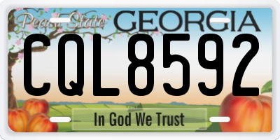 GA license plate CQL8592