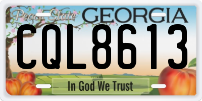 GA license plate CQL8613