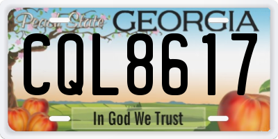 GA license plate CQL8617