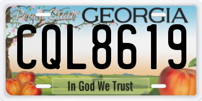 GA license plate CQL8619