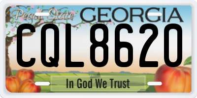 GA license plate CQL8620