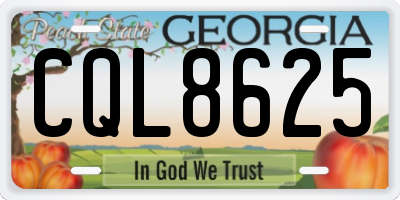 GA license plate CQL8625