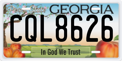 GA license plate CQL8626