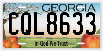 GA license plate CQL8633