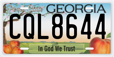 GA license plate CQL8644
