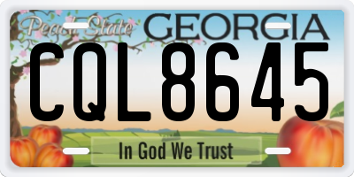 GA license plate CQL8645