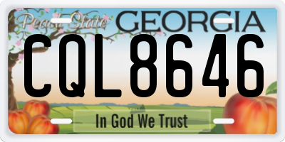 GA license plate CQL8646