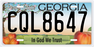 GA license plate CQL8647