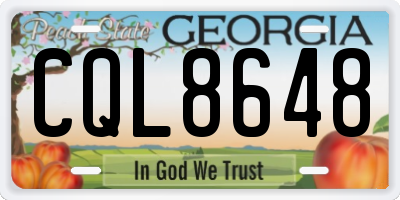 GA license plate CQL8648