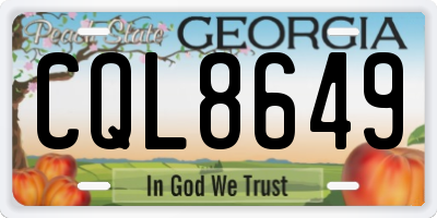 GA license plate CQL8649