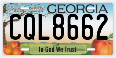 GA license plate CQL8662