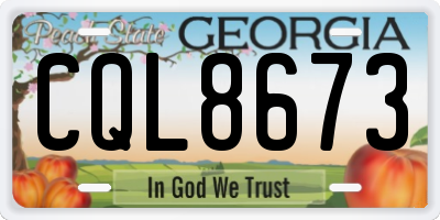 GA license plate CQL8673